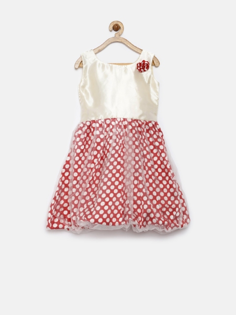 

Winakki Girls Cream-Coloured & Red Dress