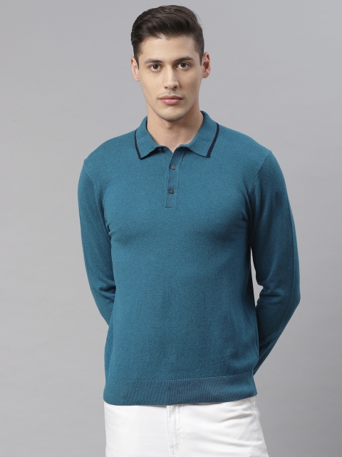 

Marks & Spencer Men Teal Blue Solid Polo Collar T-shirt