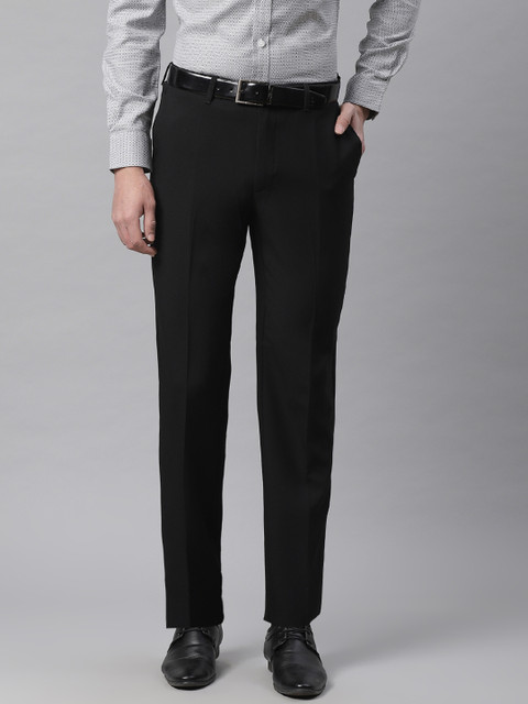 

Marks & Spencer Men Black Slim Fit Solid Formal Trousers