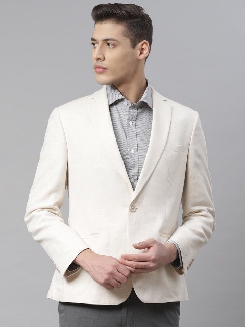 

Marks & Spencer Men Off-White Self-Design Slim Fit Single-Breasted Casual Blazer