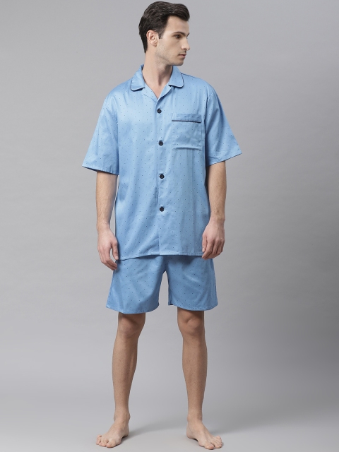 

Marks & Spencer Men Blue Polka Dot Print Nightsuit