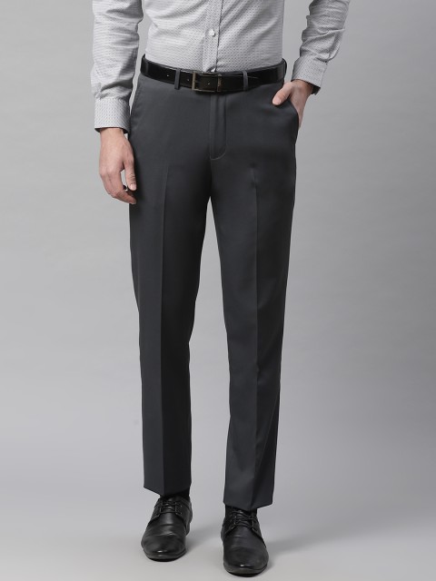 

Marks & Spencer Men Charcoal Grey Slim Fit Solid Formal Trousers