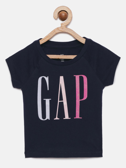 

GAP Girls Navy Blue Printed Round Neck T-shirt