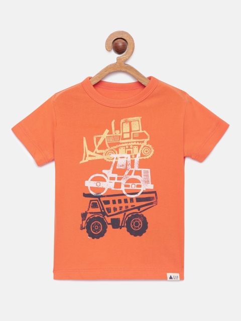 

GAP Boys Orange Printed Round Neck T-shirt