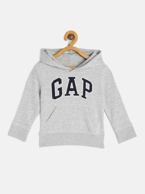 

GAP Boys Grey Solid Hooded Sweatshirt