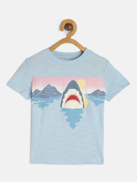 

GAP Boys Blue Printed Round Neck T-shirt