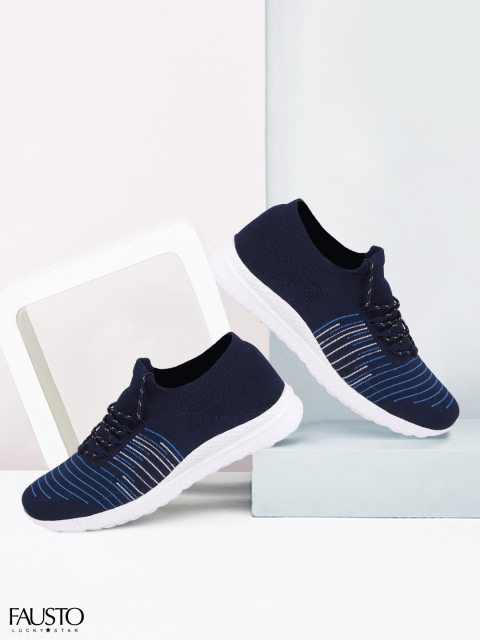 

FAUSTO Men Navy Blue Mesh Running Shoes