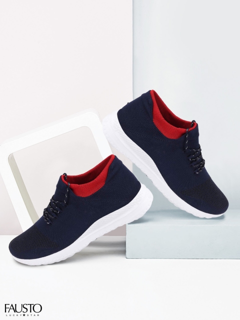 

FAUSTO Men Black Mesh Running Shoes