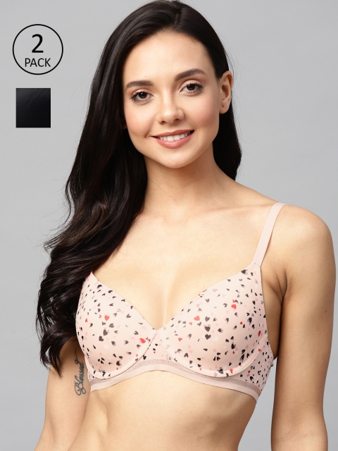 

Marks & Spencer Pack of 2 Underwired Lightly Padded T-shirt Bra T33396SOFT PEACH