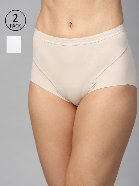 

Marks & Spencer Women Pack of 2 Solid Hipster Briefs T326888ALMOND MIX, Beige