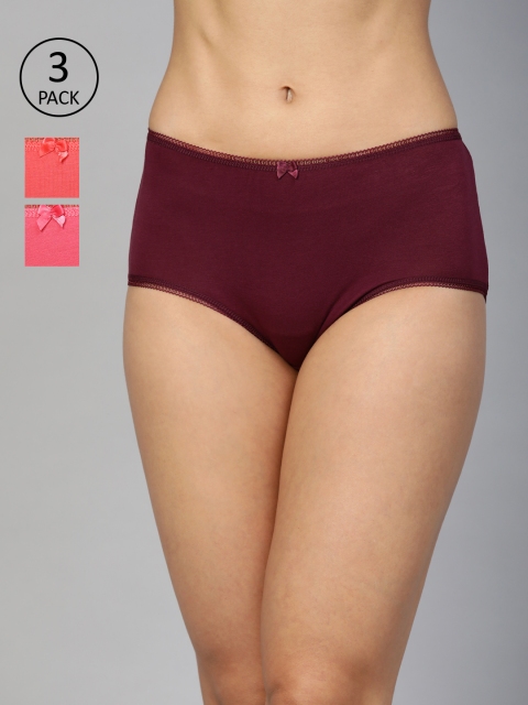 

Marks & Spencer Women Pack Of 3 Solid Hipster Briefs T613076KPINK MIX, Burgundy