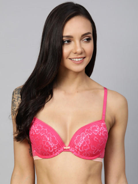 

Marks & Spencer Pink Self-Design Underwired Lightly Padded Plunge Bra T338713HOT PINK