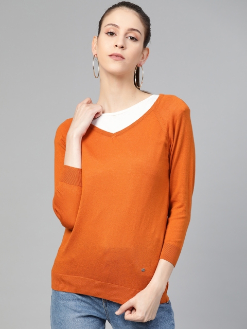 

Allen Solly Woman Orange Solid Pullover