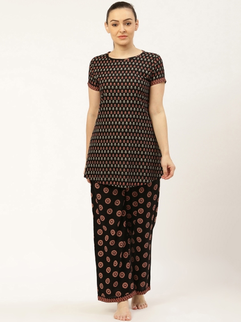 

Laabha Women Black & Pink Printed Night Suit