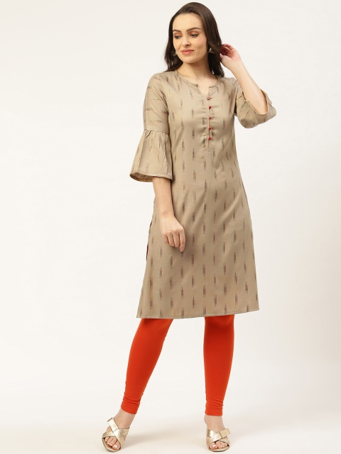 

Laabha Women Beige & Red Printed Straight Kurta