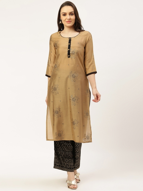 

Laabha Women Beige & Black Printed Kurta with Palazzos