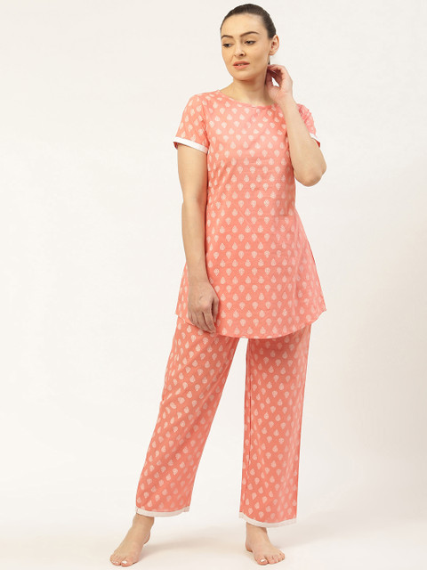 

Laabha Women Pink Ethnic Printed Night suit