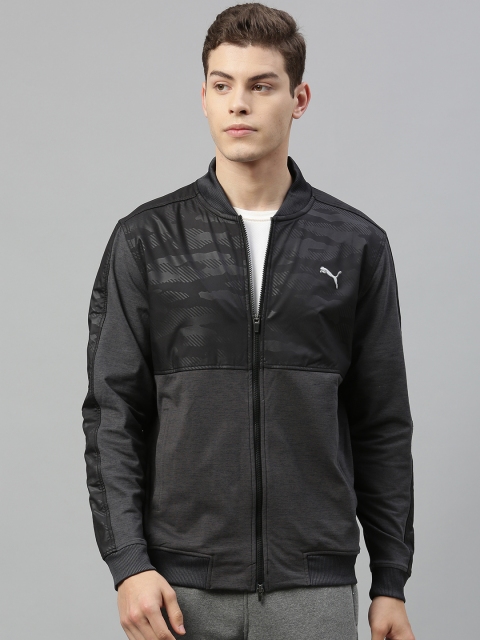 

Puma Men Charcoal Grey Camouflage Printed Cloudspun Bomber