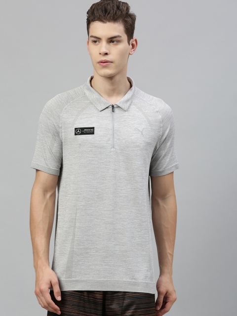

PUMA Motorsport Men Grey Melange Solid Polo Collar T-shirt