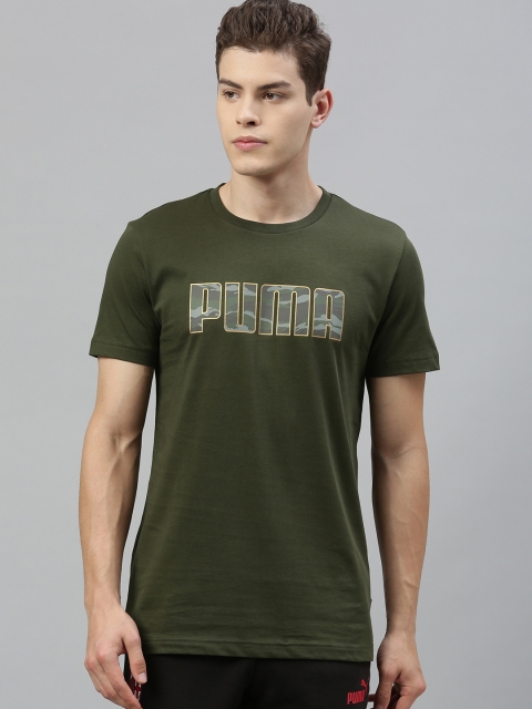 

Puma Men Olive Green Printed Round Neck T-shirt