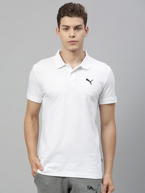 

Puma Men White Solid ESS PiquePolo Collar T-shirt