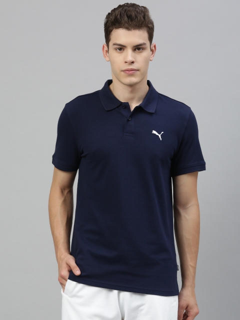 

Puma Men Navy Blue Solid ESS Pique Polo Collar T-shirt