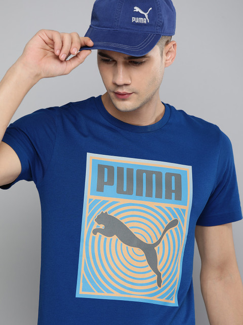 

Puma Men Blue Brand Logo Printed T-shirt