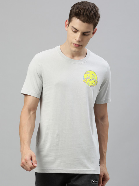 

Puma Men Grey Printed Round Neck T-shirt