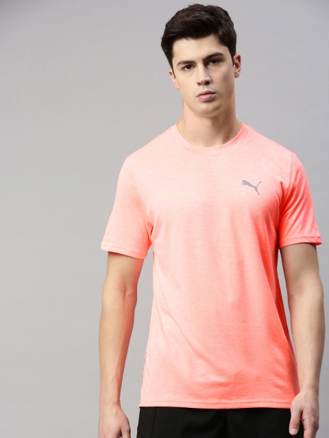 

Puma Men Peach-Coloured Solid Round Neck DryCELL Run Favorite Heather SS T-shirt