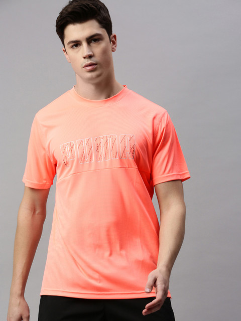 

Puma Men Peach-Coloured Printed Round Neck Running T-shirt