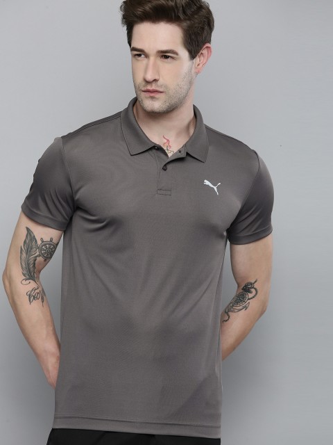

Puma Men Grey ACTIVA CAT Polo Collar Solid T-shirt