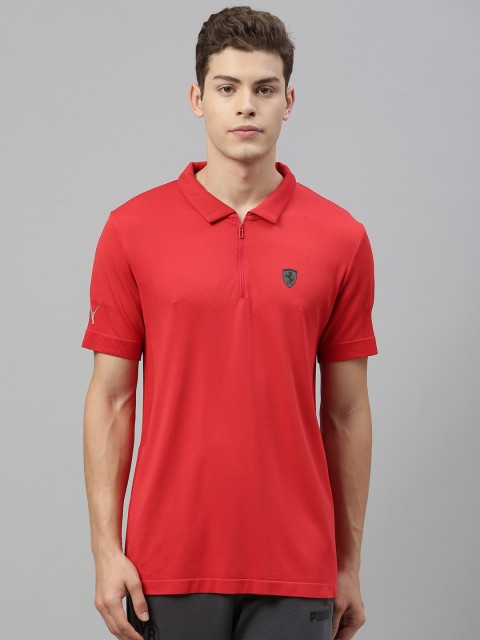 

PUMA Motorsport Men Red Solid Polo Collar Ferrari Style RCT T-shirt