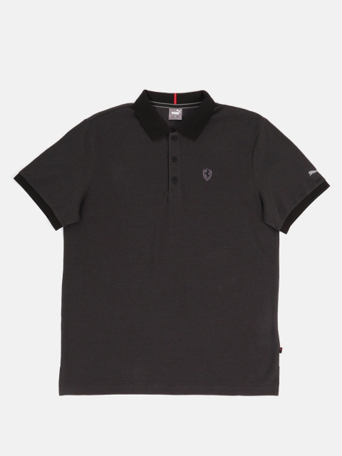 

Puma Men Black Solid Polo Collar Pure Cotton T-shirt