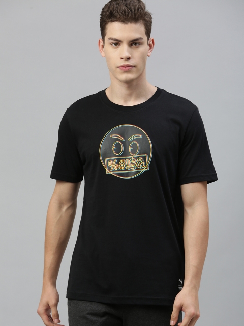 

Puma Men Black Solid Round Neck T-shirt