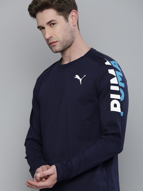 

Puma Men Navy Blue & White Brand Logo Printed T-shirt
