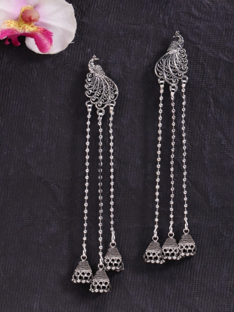 

Fida Silver Peacock Shaped Drop Earrings