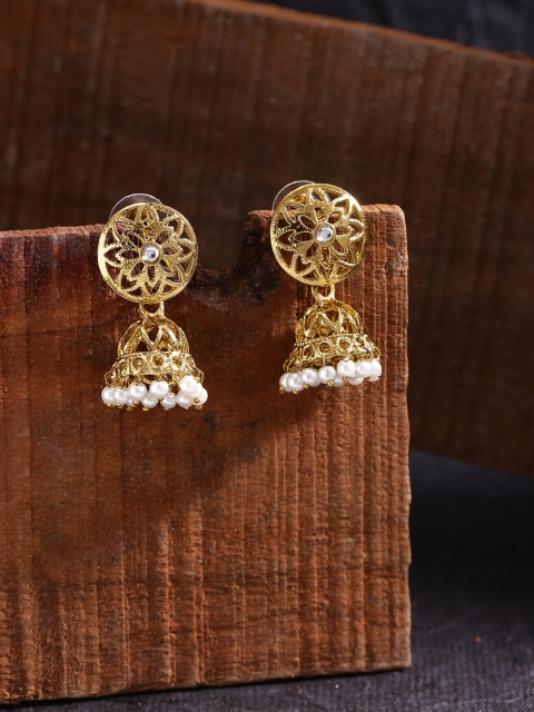 

Fida Gold & White Dome Shaped Jhumkas