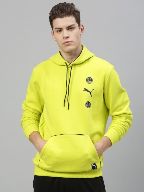 

Puma Men Fluorescent Green EMOJI Printed Hooded Sweatshirt