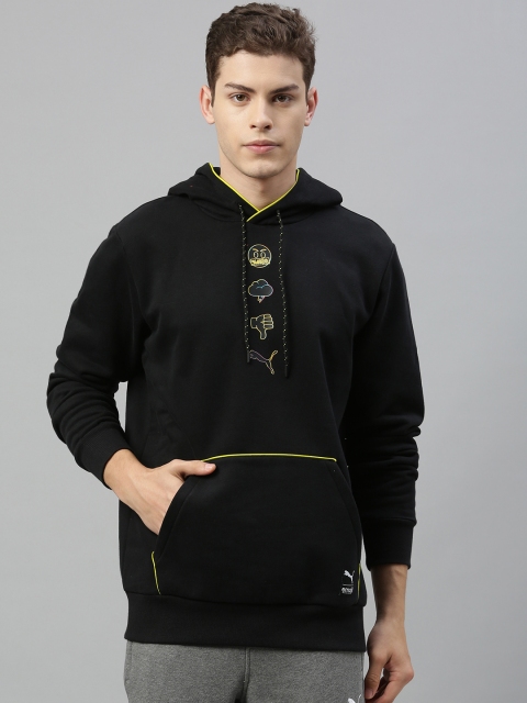 

Puma Men Black Printed Hooded Sweatshirt