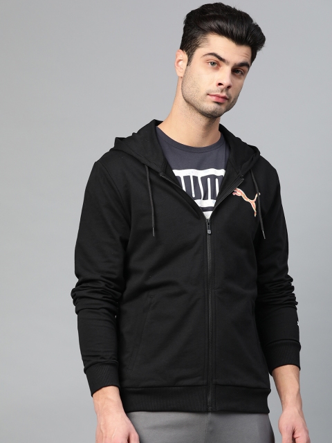 

Puma Men Black Grid Graphic Solid Hooded Sweatshirt