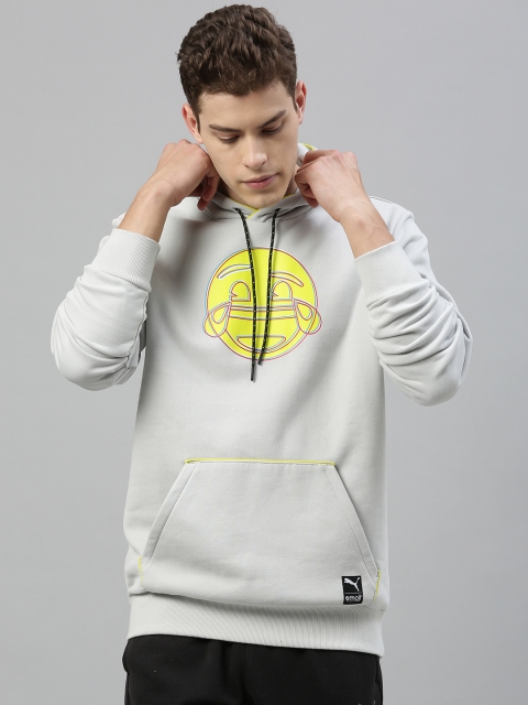 

Puma Men Grey EMOJI Printed Hooded Sweatshirt