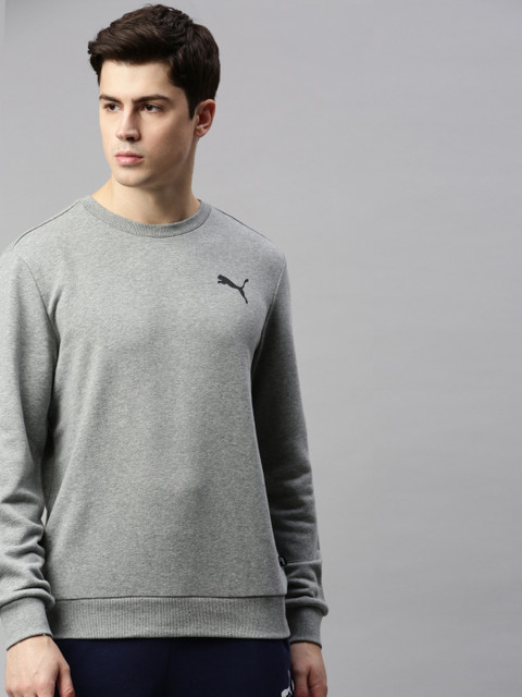 

Puma Men Grey Solid ESS Logo Crew Sweatshirt