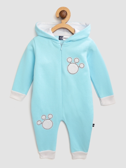 

Moms Love Boys Blue Hooded Rompers With Applique Detail