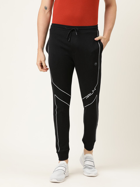 

Proline Active Men Black Solid Slim Fit Joggers with Striped Detail