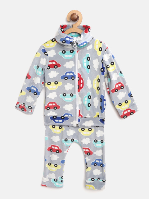 

Moms Love Kids Grey & Yellow Cars Printed Sweatshirt with Pyjamas