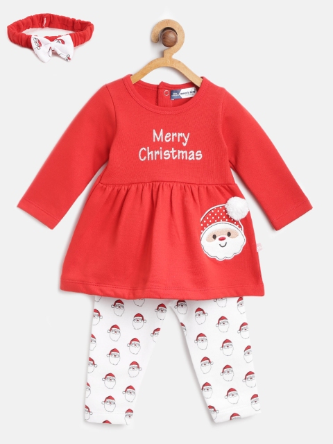 

Moms Love Girls Red & White Santa Claus Applique Top with Pyjamas & Hairband