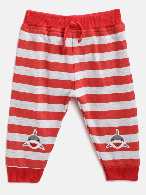 

Moms Love Boys Red & Grey Melange Striped Lounge Joggers