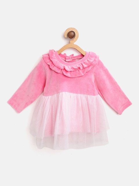 

Moms Love Girls Pink Velvet & Net Solid A-Line Dress