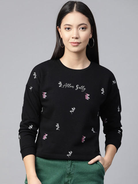 

Allen Solly Woman Black & White Floral Printed Sweatshirt