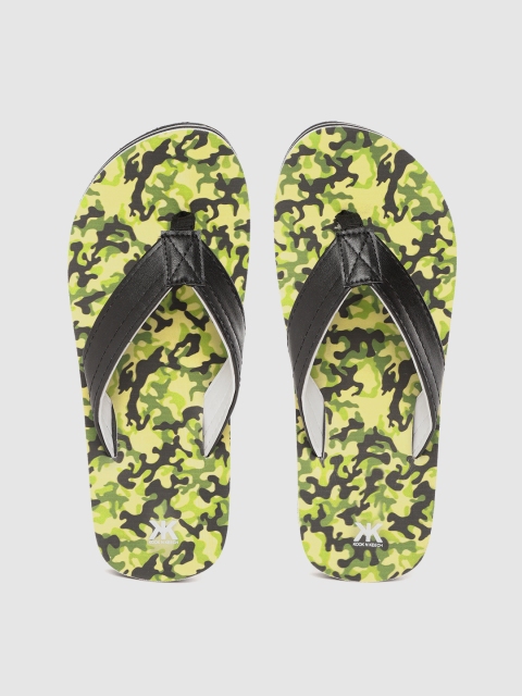 

Kook N Keech Men Black & Green Camouflage Print Thong Flip-Flops